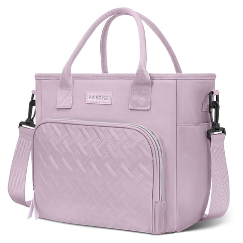 GPED Insulated Lunch Bag, Leak Proof Lunch Box for Women/Men, Extra Large Lunch Tote Bag with Removable Shoulder Strap & Side Pockets, Reusable Lunch Bag For Work, Picnic, Camping, Beach(Purple)
