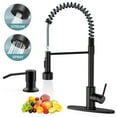 thumbnail image 1 of GPED Kitchen Faucet with Soap Dispenser, Kitchen Sink Faucets with Pull Down Sprayer, SUS304 Stainless Steel, Commercial Single Handle Kitchen Faucet w/ Deck Plate for Laundry Utility Camper Rv, 1 of 8