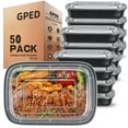 thumbnail image 1 of GPED Meal Prep Containers, 50 Pack 25oz Plastic Food Storage Containers With Lids To Go Containers, Bento Box, Disposable & Reusable Plastic Lunch Boxes, BPA Free, 1 of 7
