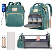 GPED Multifunctional Diaper Bag Backpack with Changing Station & Insulated Pockets, Green
