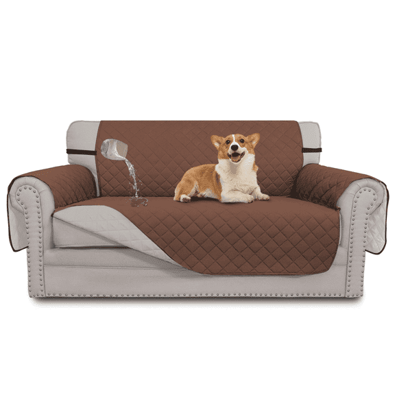 GPED Reversible Couch Cover, 100% Waterproof with Elastic Straps, Machine Washable, Three-Layer Wear-Resistant for Pets, Children, Dogs, Loveseat