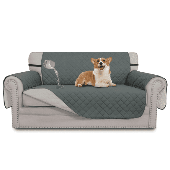 GPED Reversible Couch Cover, 100% Waterproof Sofa Cover with Elastic Straps, Machine Washable Furniture Protector for Pets, Children, Three-Layer Wear-Resistant Couch Covers For Dogs, Loveseat