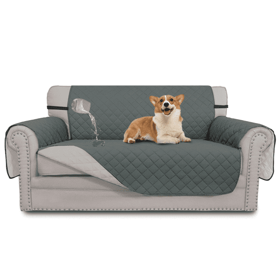 GPED Reversible Couch Cover, 100% Waterproof Sofa Cover with Elastic Straps, Machine Washable Furniture Protector for Pets, Children, Three-Layer Wear-Resistant Couch Covers For Dogs, Loveseat