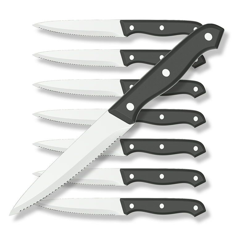 GPED Steak Knives Set of 8, 4.5-inch Serrated Steak Knife Set, Ultra Sharp  Stainless Steel Triple Rivet Collection Kitchen Steak Knife Set, Non-Stick  & Rust-Resistant Dinner Knives 