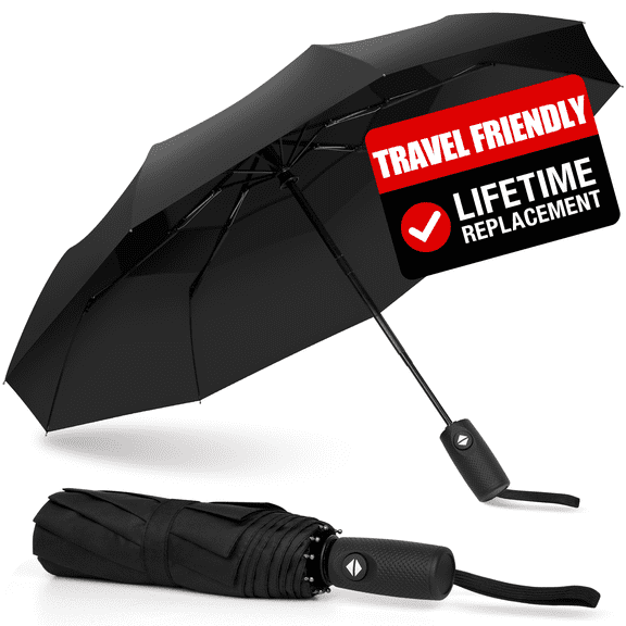GPED Strongest Windproof Travel Umbrella, Compact Premium Auto Folding Umbrella for Rain and Sun,Durable, Light and Portable for Women and Men, Fits Car & Backpack