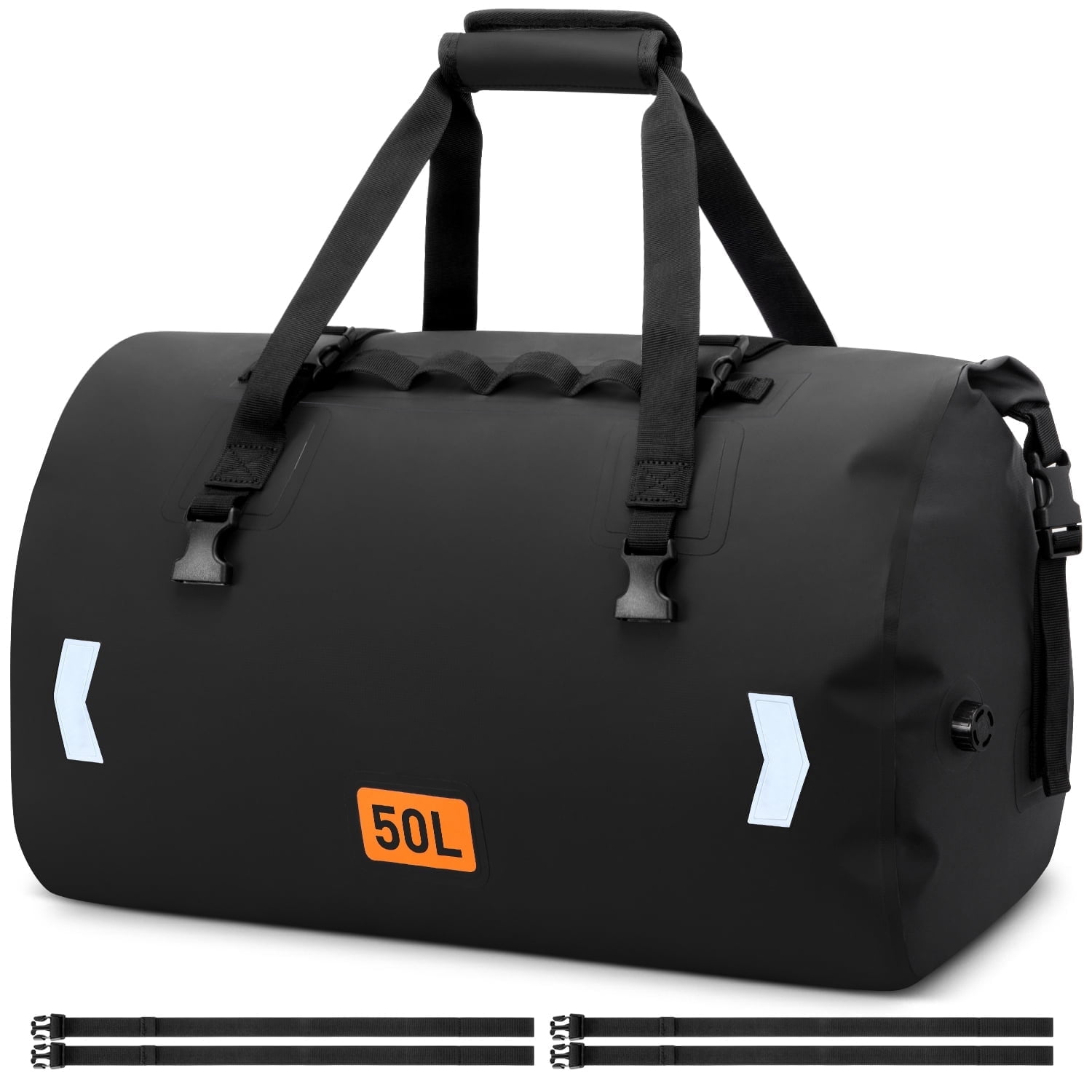GPED Waterproof Duffel Bag, 50L Roll-top Motorcycle Dry Bag with Air Valve & Quick-fixed Straps, Travel Duffle Bags for Kayaking Paddle Boarding Rafting Boating Camping Riding Fishing