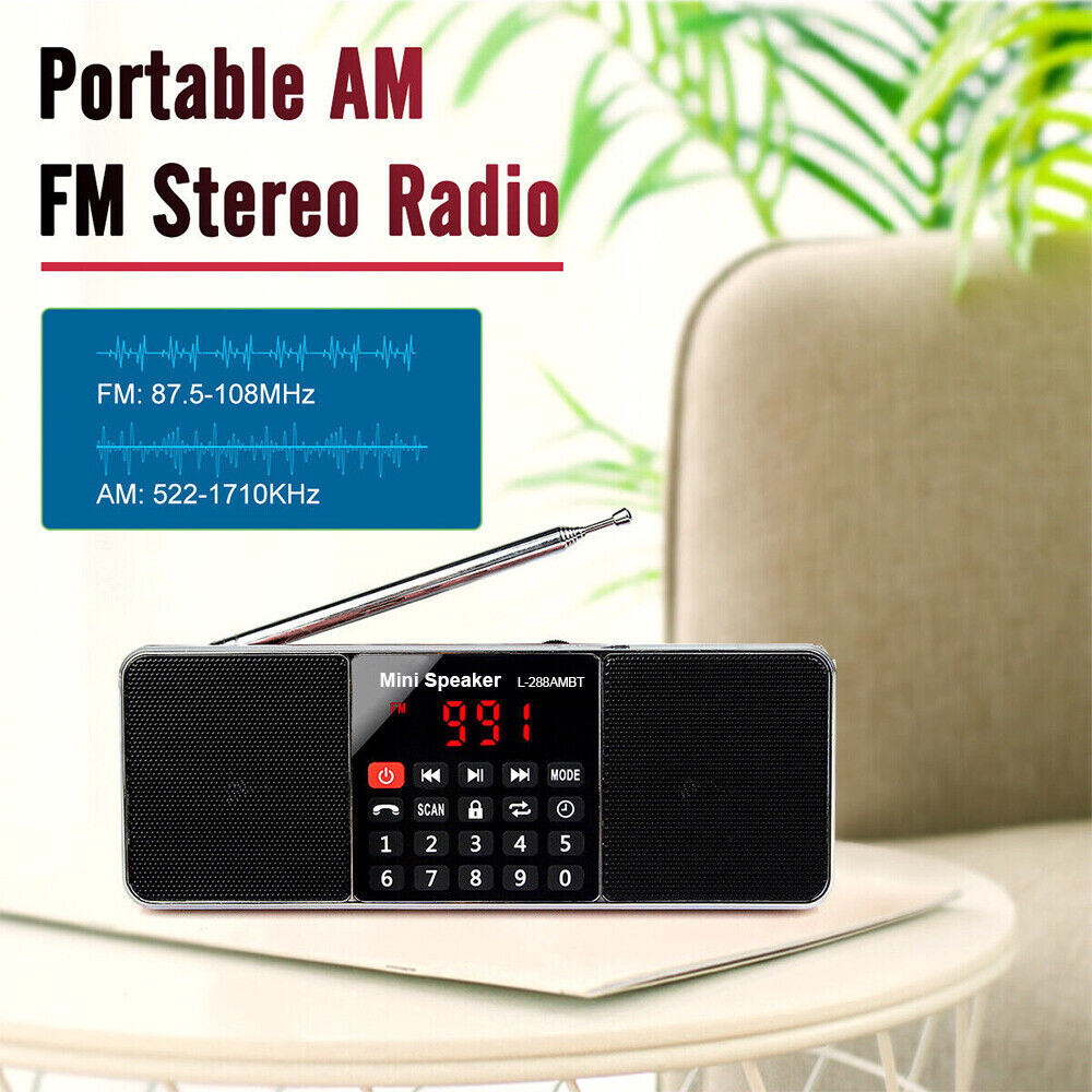 GPEH Digital Portable Radio Am Fm Bluetooth Speaker Stereo Mp3 Player