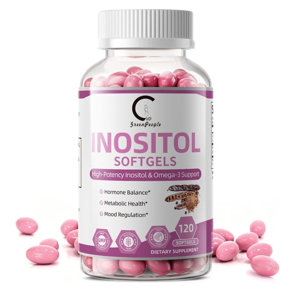 Inositol 1000mg with Omega-3 ALA 640mg, Formulated for Women's Hormone Balance, Ovarian Support, Metabolic Health, Plant-Sourced Omega-3, 120 Softgels By GPGP GreenPeople