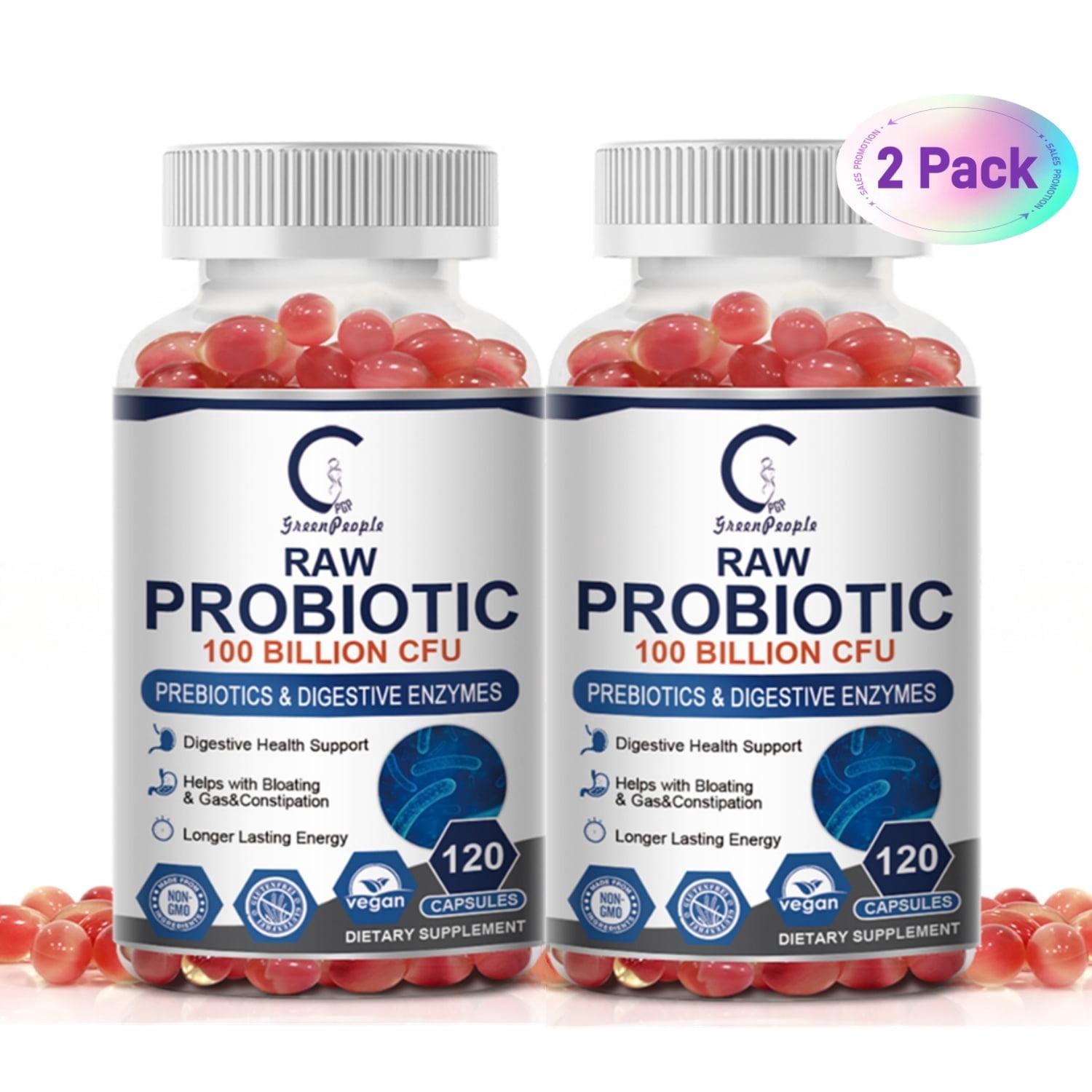 GPGP Greenpeople 100 Billion CFU Probiotic for Women and Men, Support Digestive & Gut Health, 240 Capsules