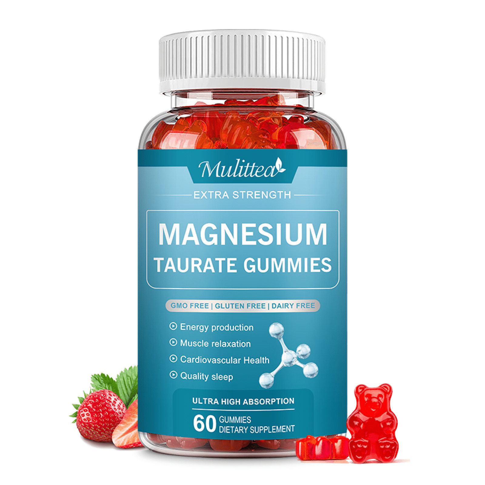 GPGP Magnesium Taurate Gummies,Amino Acid 1800mg Supplement,Supports