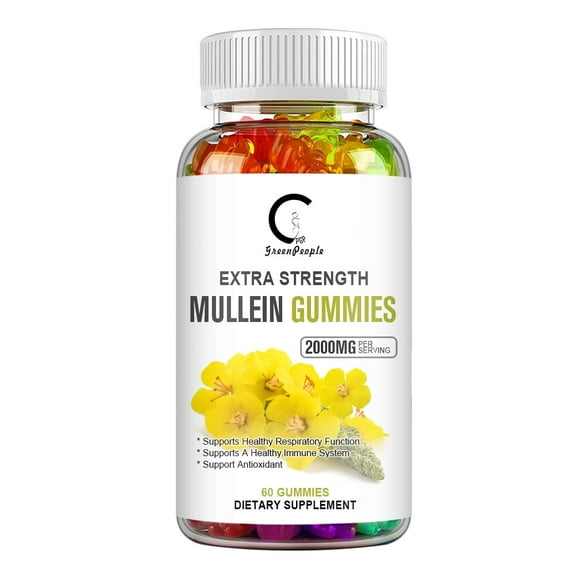 GPGP Mullein Leaf Gummies 2000mg, Respiratory System Health Support,Lung Cleansing & Detox, 60 Count