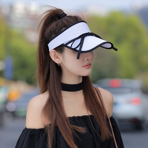 GPHOMRYYY Hat For Women's New Summer UV Protection, Sun Shading, And Sun Protection Hat Versatile Bow Top Duckbill Hat Trend
