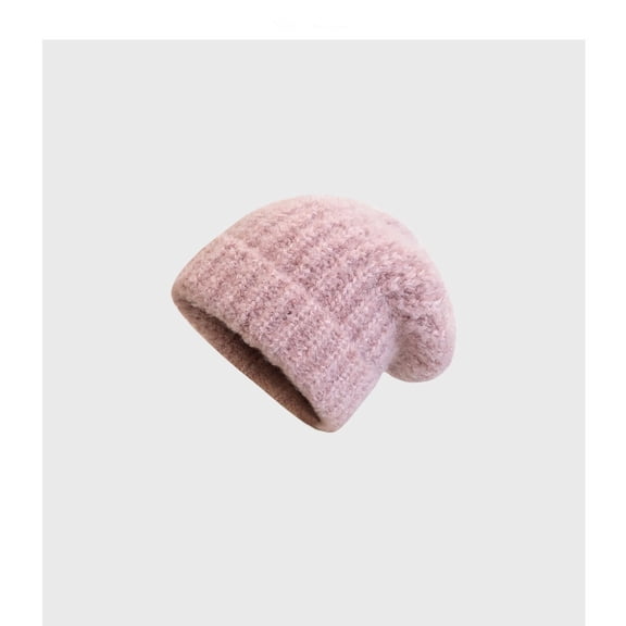 GPHOMRYYY Japanese Big Head Circumference Lazy Thick Line Pile Hats Women Winter Warm Versatile Loose Wool Hat Shows Face Cold Hat