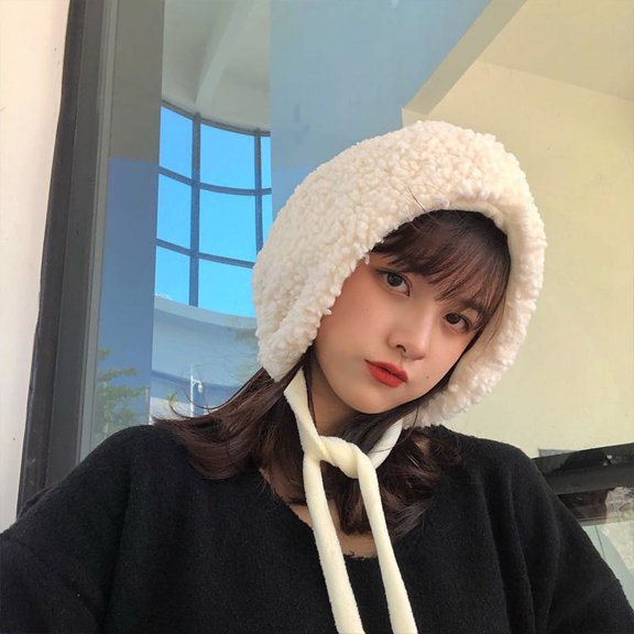 GPHOMRYYY Korean Version Of The Plush Thunder Feng Hat, Autumn And Winter Warm Hat, Female Versatile Casual Ski Baotou Plus Velvet Ear Hat