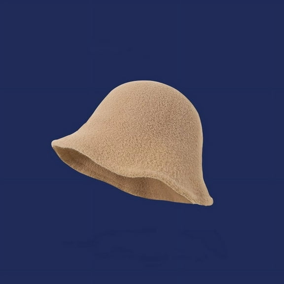 GPHOMRYYY Showy Face, Small Black Fisherman Hat, Versatile For Women In Autumn And Winter, Plain Face Covering, Short Brimmed Bucket Hat, Warm Woolen Basin Hat