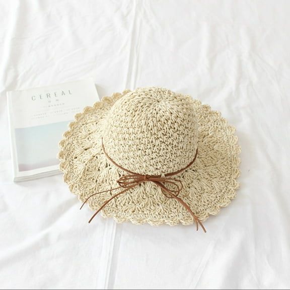 GPHOMRYYY Straw Hat Female Summer Small Fresh Beach Big Hat, Brimi, Sunscreen Hat, Hand -Woven Foldable Shading Hat