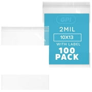 GPI 10” x 13” Heavy Duty Ziplock Bag 2 Mil Clear Resealable Bags with Write-On Block for Labels,100-Pack