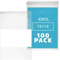 GPI 13” x 18” Heavy Duty Ziplock Bag 4 Mil Clear Resealable Bags with Write-On Block for Labels,100-Pack