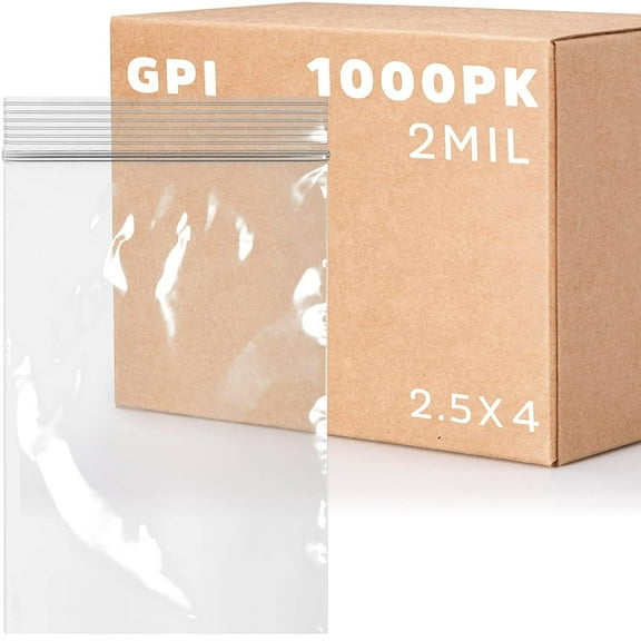 GPI 2.5” x 4” Small Ziplock Bag for Jewelry Storage, Shipping & Packaging, 1000-Pack