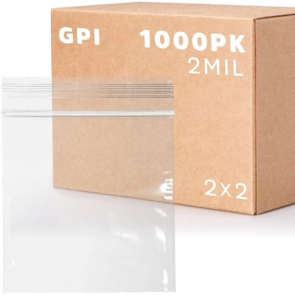 GPI 2” x 2” Small Ziplock Bag for Jewelry Storage, Shipping & Packaging, 1000-Pack