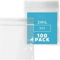thumbnail image 1 of GPI 3” x 3” Reclosable Ziplock Bag 2 Mil Clear Zipper Bags, 100-Pack, 1 of 7
