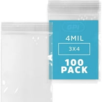 GPI 3” x 4” Heavy Duty Ziplock Bag 4 Mil Clear Resealable Bags for Travel, Storage & Shipping, 100-Pack