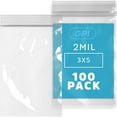 thumbnail image 1 of GPI 3” x 5” Reclosable Ziplock Bag 2 Mil Clear Zipper Bags, 100-Pack, 1 of 7