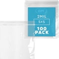 thumbnail image 1 of GPI 5” x 5” Reclosable Ziplock Bag 2 Mil Clear Zipper Bags, 100-Pack, 1 of 7