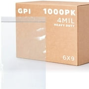 GPI 6” x 9” Heavy Duty Ziplock Bag 4 Mil Clear Resealable Bags for Travel, Storage & Shipping, 1000-Pack