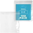 thumbnail image 1 of GPI 8” x 8” Reclosable Ziplock Bag 2 Mil Jumbo Clear Zipper Bags for Household & Packaging,100-Pack, 1 of 7