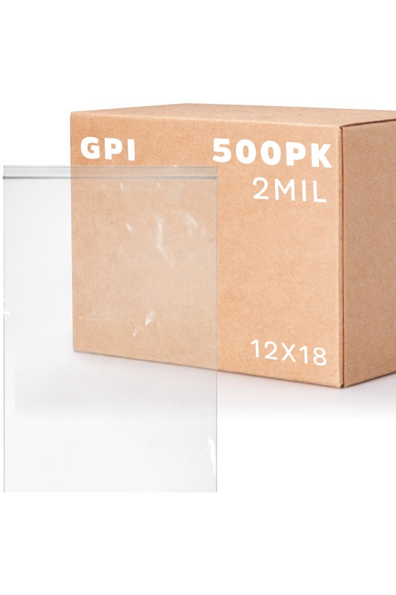 - CASE of 500 12" x 18" CLEAR PLASTIC RECLOSABLE ZIP BAGS - LARGE, Bulk 2 mil Thick Strong & Durable Poly Bagies with Resealable Zip Top Lock for Travel, Storage, Packaging & Shipping.
