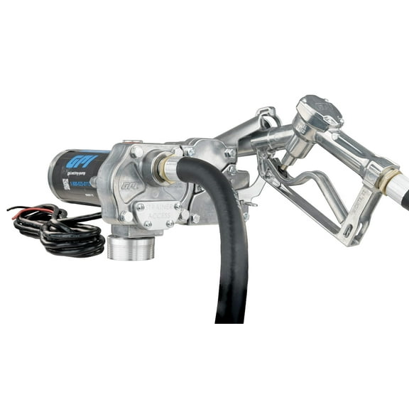 GPI M-150 Series 15 GPM 12V DC Economy Fuel Transfer Pump w/ Manual Shut-Off Unleaded Nozzle (110000-107)