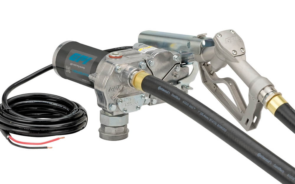 GPI M-180 Series 12V DC Fuel Transfer Pump w/ Manual Nozzle & Filter Kit -  18 GPM - John M. Ellsworth Co. Inc.