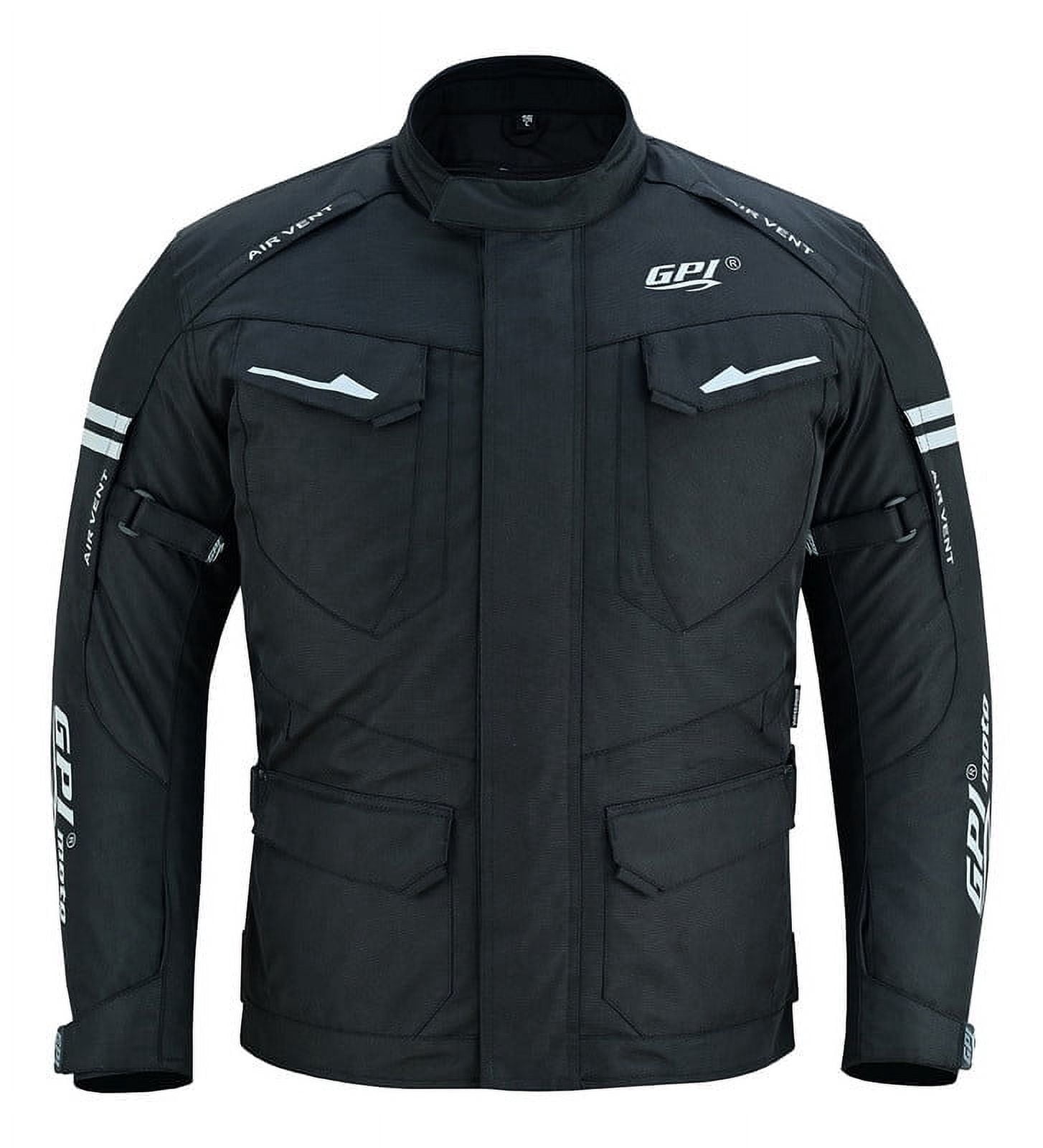 GPI Moto Men’s All-Season Waterproof Motorcycle Jacket – 7 Pockets, Removable CE Armor, 600D Cordura, Reflective, Ventilated