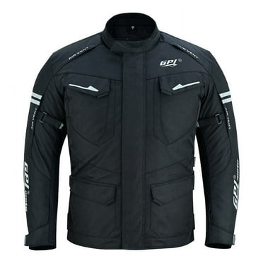 GPI Moto Men’s All-Season Waterproof Motorcycle Jacket – 7 Pockets, Removable CE Armor, 600D Cordura, Reflective, Ventilated
