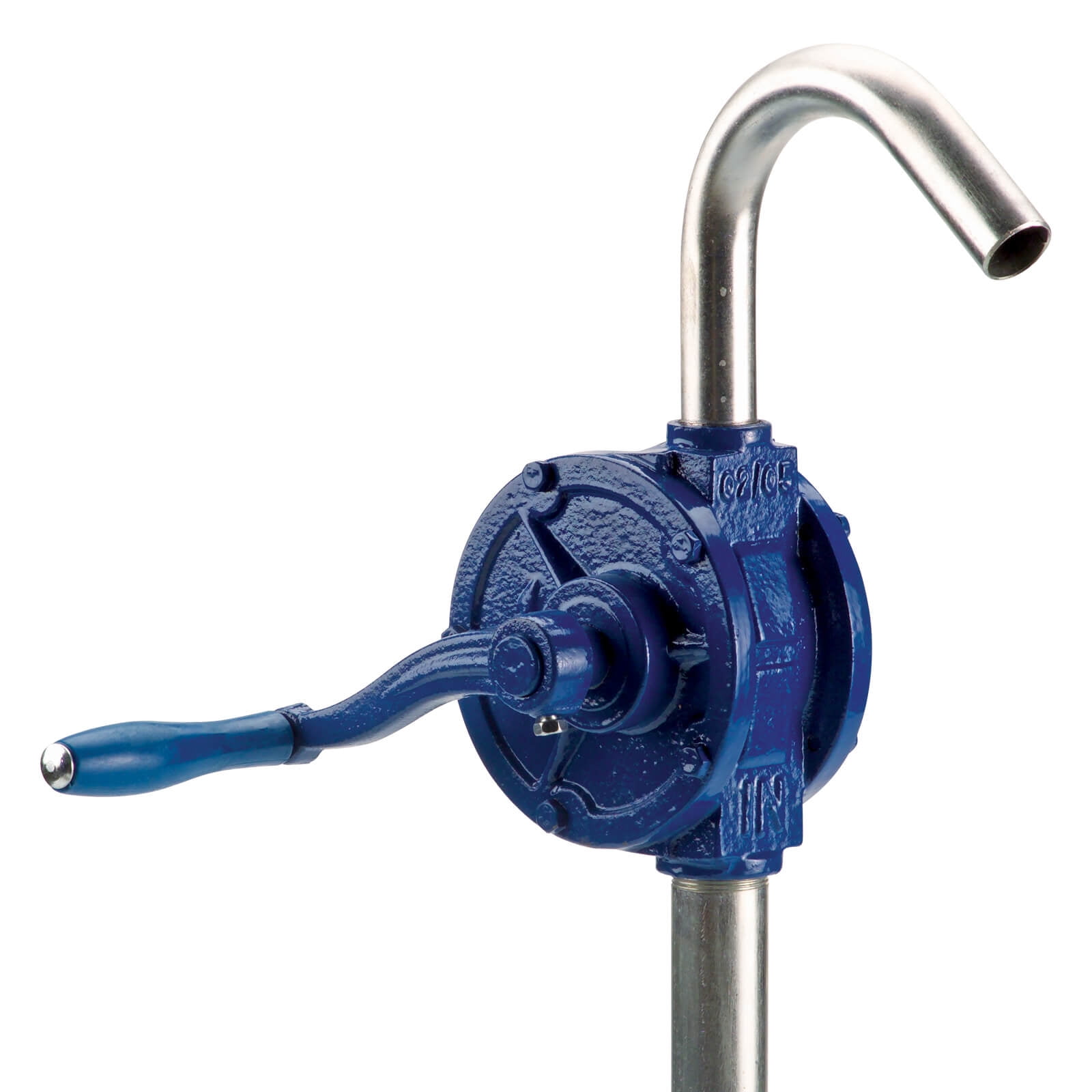Blue Rotary Hand Pump for Fluid Transfer with Metal Spout