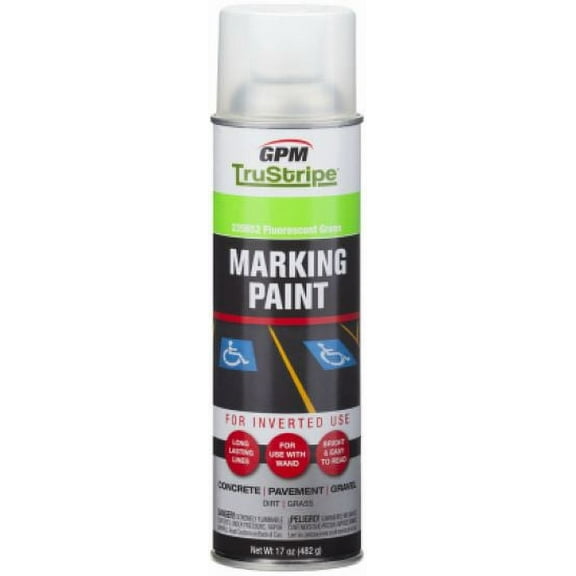 GPM TruStripe INVMRK-13 17 oz Can of Fluorescent Glow Green Inverted Marking Paint - Quantity of 6