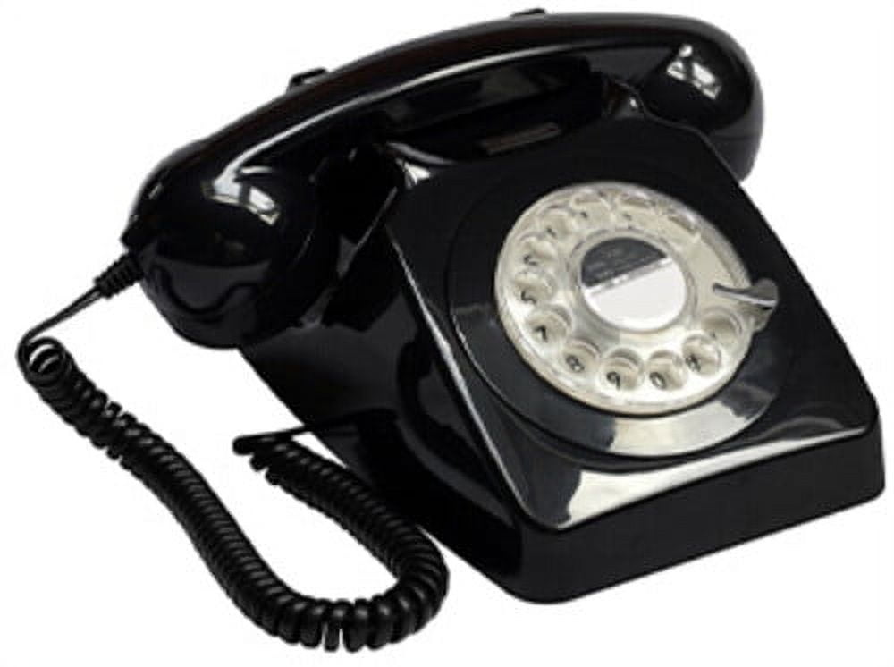 GPO 746 Rotary Dial Corded Phone, Black, (New)