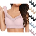 thumbnail image 1 of GPOECD 3PC Plus Size Bras for Women Lace Tank Top Underwear Thin Side Fold Side Gather Adjustable Bra Wireless Wireless Bras for Women,Pink,XL, 1 of 4