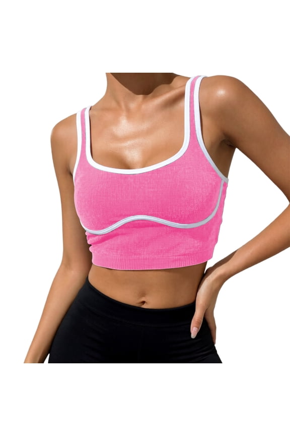 Athletic Tank Tops for Women Breathable Wireless Back Design Stretchy Jogging Yoga Singlet Camisoles for Women Red,S