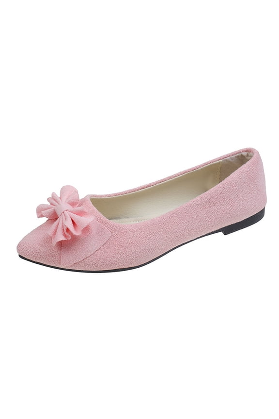 Ballet Shoes Women's Solid Color Floral Embroidered Pointed Toe Flat Comfortable on Casual Shoes for Women Pink,38