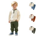 thumbnail image 1 of GPOECD Boys Outfits Versatile Two Piece Autumn Winter Sweatshirt and Track Pants with Cozy Long Sleeve Top Boys' Clothing Sets,Green,18-24 Months, 1 of 7