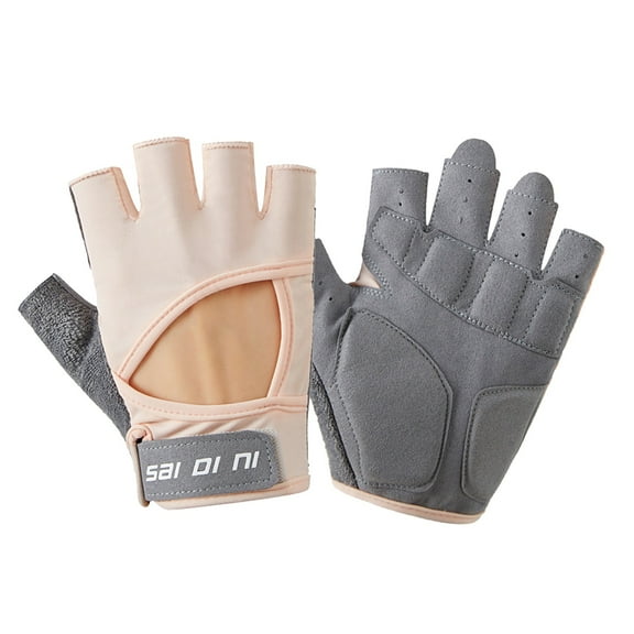 GPOECD Breathable Half Finger Workout Gloves for Women and Men for Yoga Cycling and Gym Fitness Z100-Pink,L