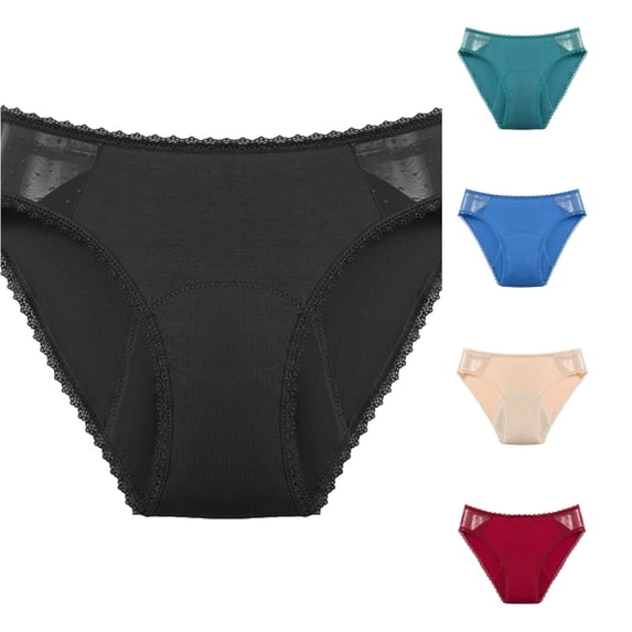 GPOECD Briefs for Women 4 Layer Leakproof Menstrual Panties Black Breathable Briefs for Girls Women High Waisted Panties for Women,Black,XXXL