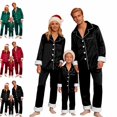 thumbnail image 1 of GPOECD Christmas Pajamas for Family Two Piece Long Sleeve Lapel Top and High Waist Pants for Family Outfits Pajama Set Winter,Black,7-8 Years, 1 of 8