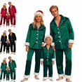 thumbnail image 1 of GPOECD Christmas Pajamas for Family Two Piece Long Sleeve Lapel Top and High Waist Pants for Family Outfits Pajama Set Winter for Mom,Green,XL, 1 of 7