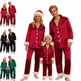 thumbnail image 1 of GPOECD Christmas Pajamas for Family Two Piece Long Sleeve Lapel Top and High Waist Pants for Family Outfits Pajama Set Winter for Mom,Red,S, 1 of 7