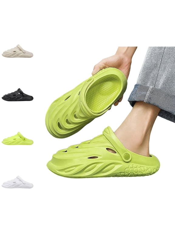Clogs for Men Extra Wide Breathable Soft Sole Indoor Outdoor Slides Comfortable Non Beach Shoes Lightweight Mens Slippers,Green,8.5