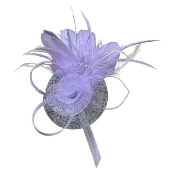 GPOECD Delicate Feather Hairband Elegant Floral Headpiece for Women Wedding Tea Party Performance Accessories Versatile Headwear Z7211-Light Purple,One Size
