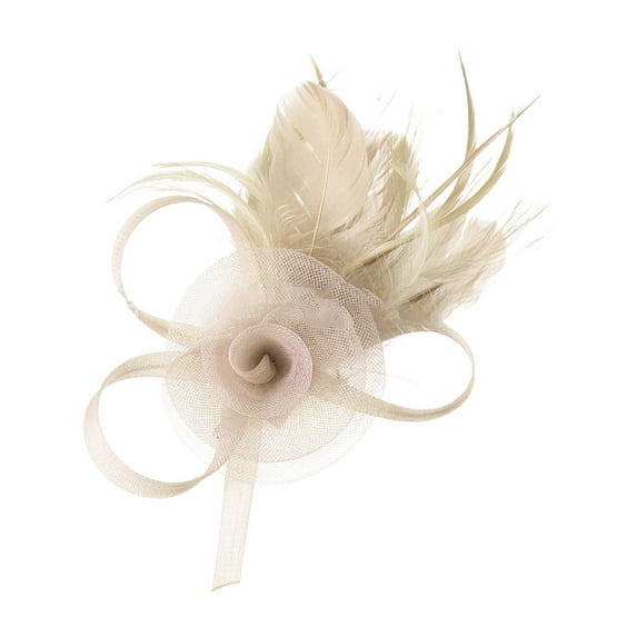 GPOECD Delicate Feather Hairband Elegant Floral Headpiece for Women Wedding Tea Party Performance Accessories Versatile Headwear Z7211-Beige,One Size